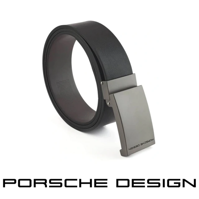 Porsche Design 保時捷 限量3折 德國頂級小牛皮皮帶 全新專櫃展示品(黑色 FU5028)