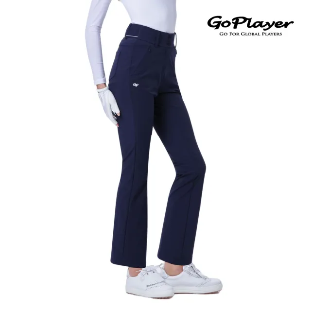 【GoPlayer】女新高腰彈性高爾夫長褲-白.黑.鈷藍(高爾夫長褲 彈性透氣 運動休閒長褲)