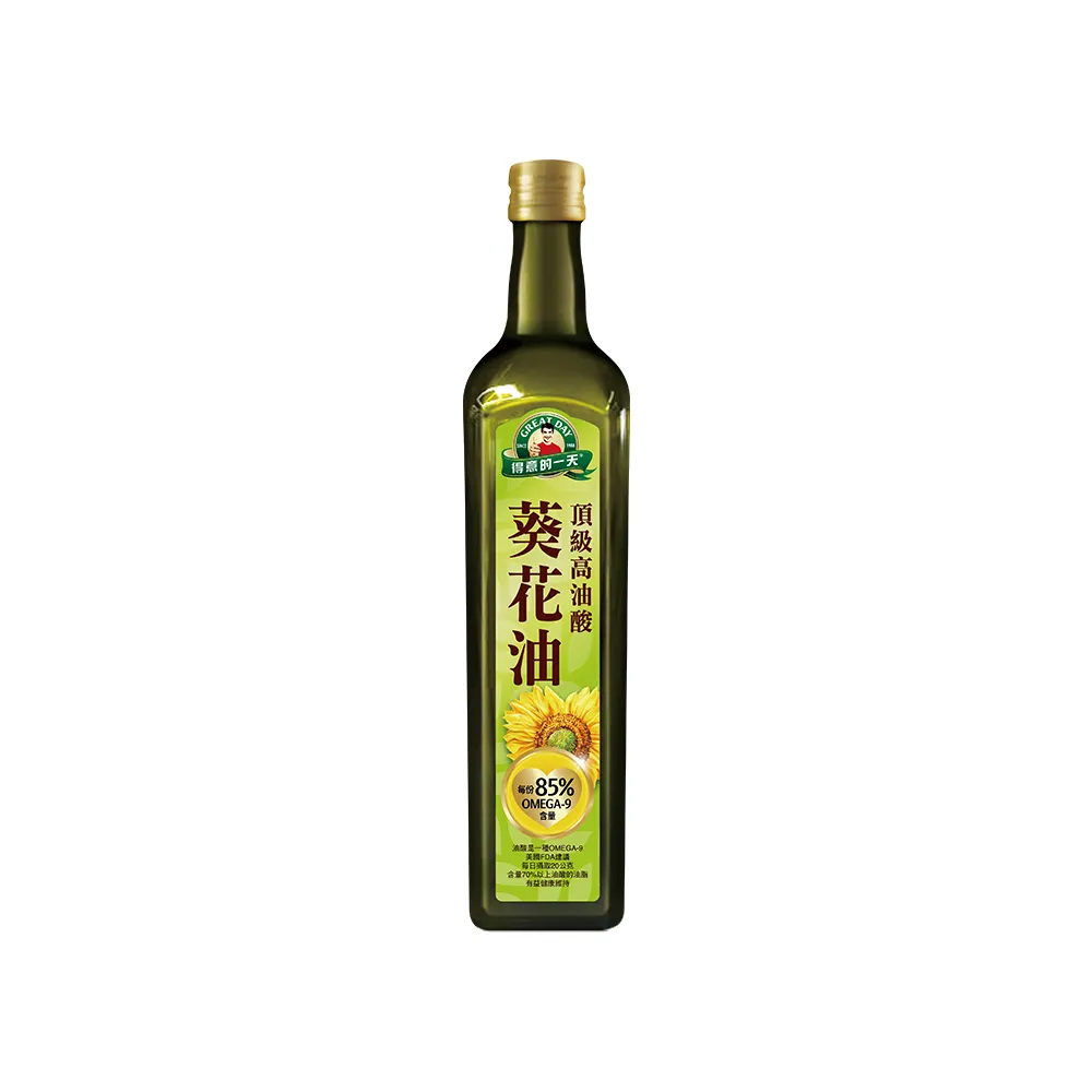 【得意的一天】頂級高油酸葵花油750ml(每瓶油酸含量高達85%)