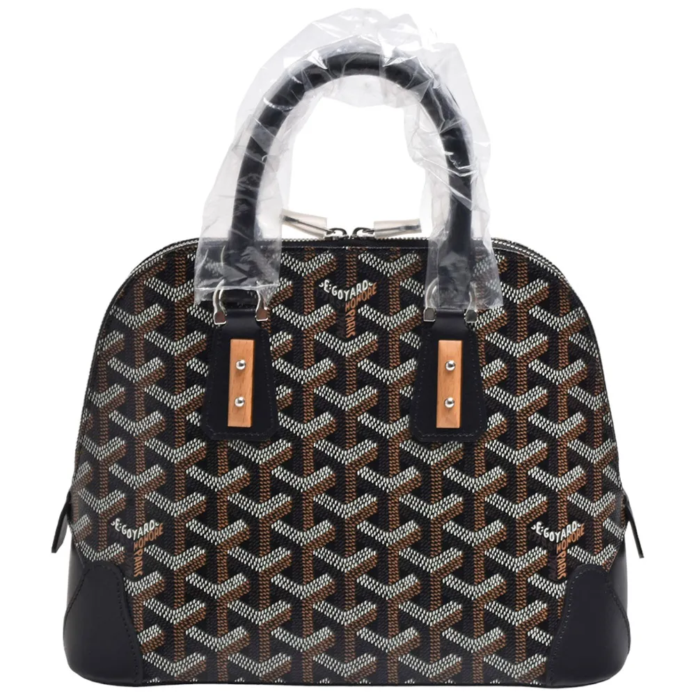 【GOYARD 高雅德】經典Vendome PM防水帆布手提貝殼包(黑色SAC-VENDOME-MINI-NOIR)