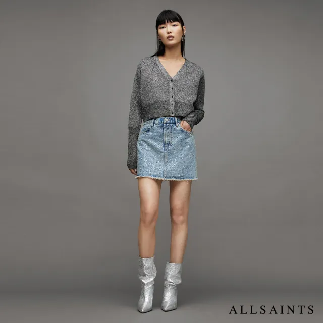 【ALLSAINTS】LYRA 人造絲短版金屬針織外套 WK081Z(常規版型)