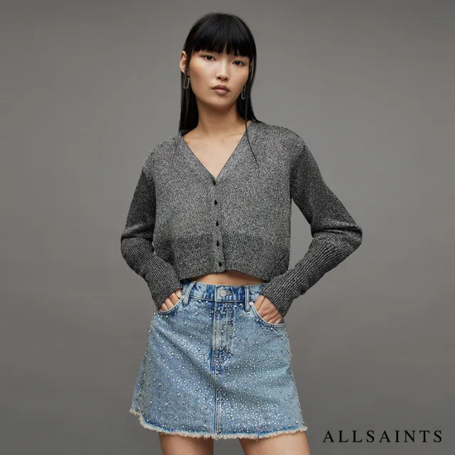 【ALLSAINTS】LYRA 人造絲短版金屬針織外套 WK081Z(常規版型)