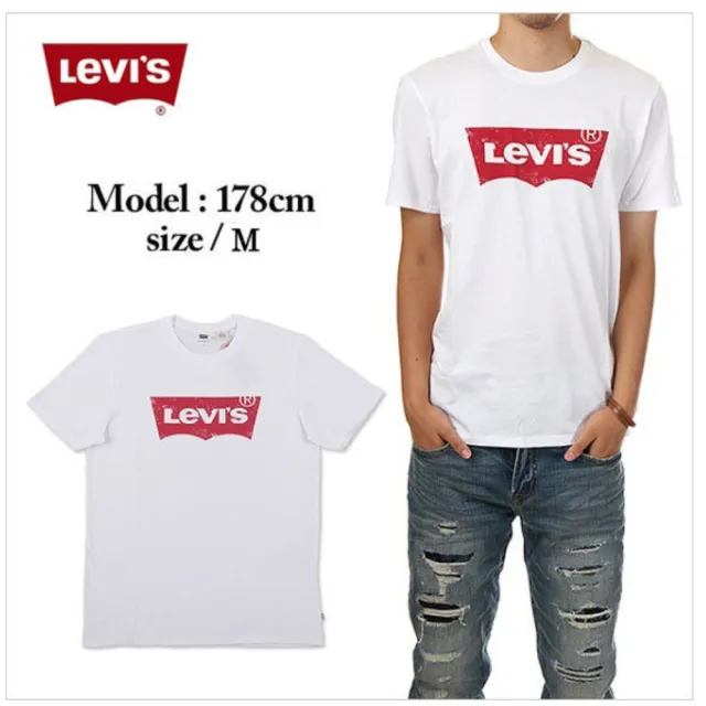 【LEVIS】刷舊LOGO印刷 圓領短T 基本款T恤 上衣(美國進口平行輸入)
