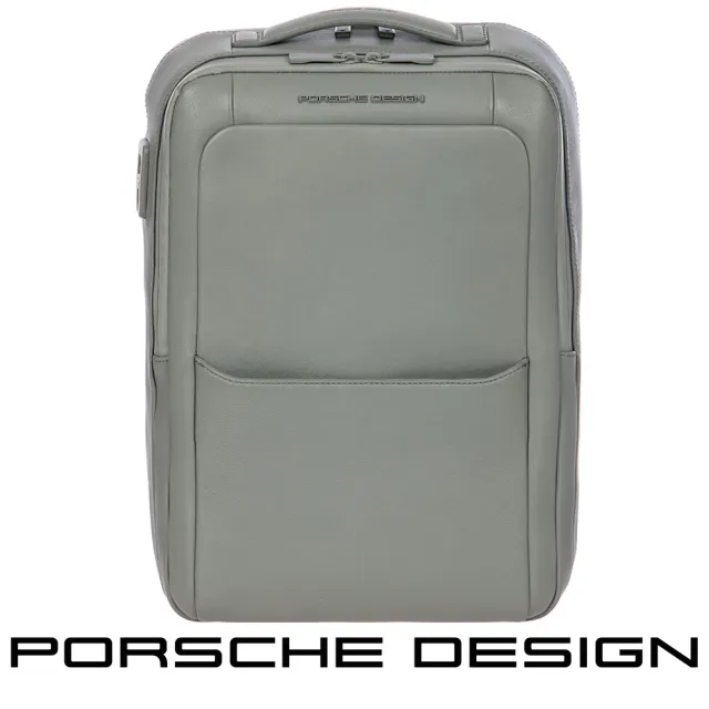 【Porsche Design 保時捷】限量3折 德國頂級小牛皮旅行後背包 全新專櫃展示品(灰色 OLE1614GRY)