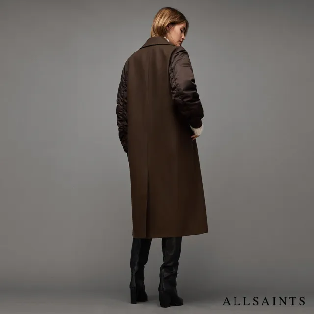 【ALLSAINTS】PAULAH 喀什米爾羊毛拚接外套-棕 WO103Z(舒適版型)