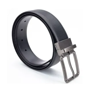 【Porsche Design 保時捷】限量3折 德國頂級小牛皮皮帶 全新專櫃展示品(黑色 FU5050)