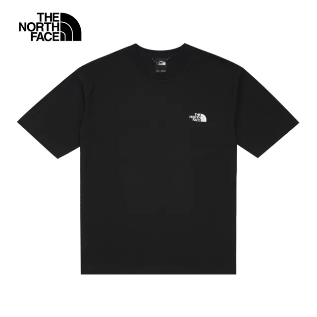 【The North Face 官方旗艦】北面UE男款黑色舒適重磅大尺寸藍色岩漿火山圖案短袖T恤｜8AHHJK3(上衣/LOGO)