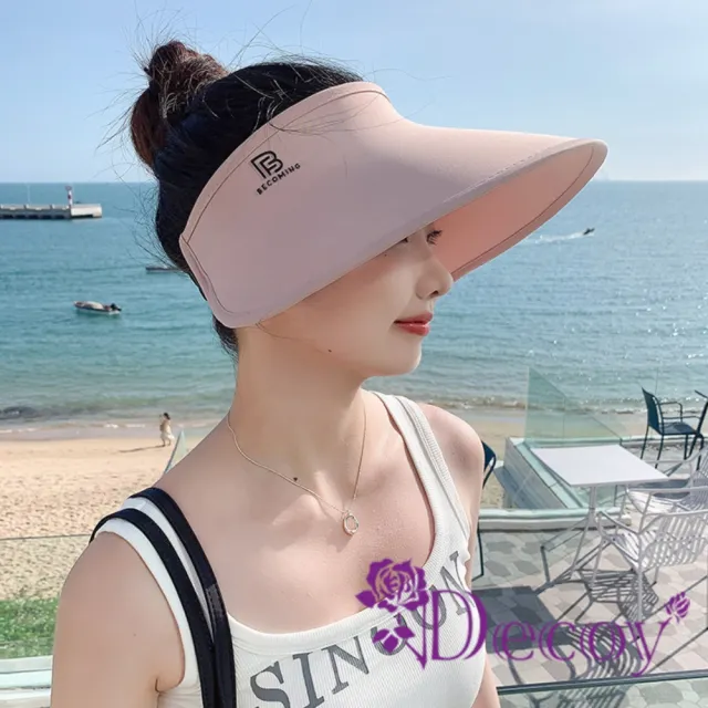 【Decoy】優閒渡假*帽檐加大冰絲涼感空頂防曬遮陽帽陽草帽(顏色可選)