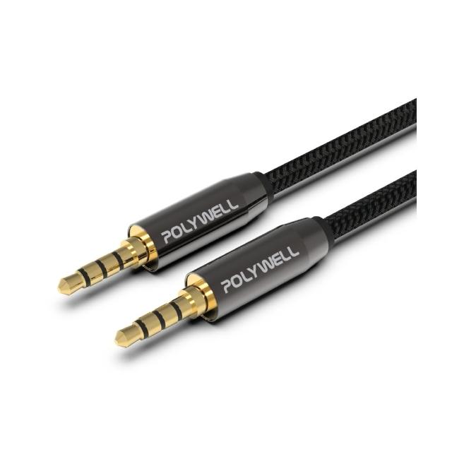 【POLYWELL】3.5mm AUX音源線 三環四節 公對公 BRAID版 /1M