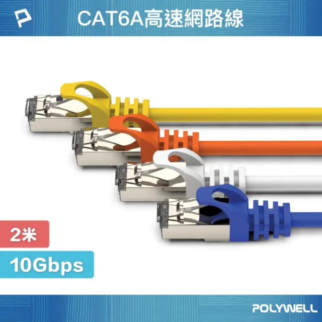 【POLYWELL】CAT6A 高速乙太網路線 S/FTP 10Gbps /2M