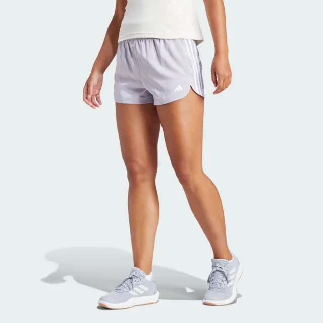 【adidas 愛迪達】短褲 女款 運動褲 PACER WVN HIGH 紫 IX1064