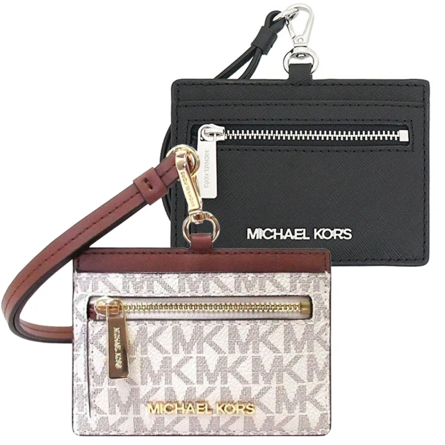 Michael Kors PVC/防刮皮革前拉鍊掛式證件夾(2色)