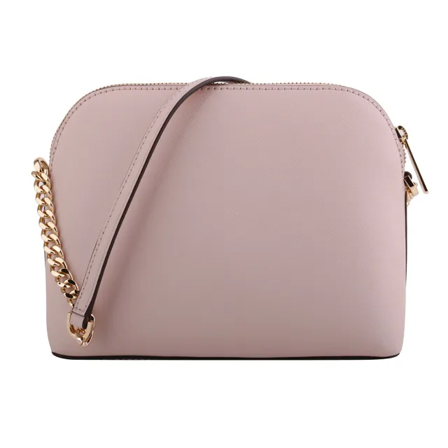 【Michael Kors】金字防刮鍊帶前交叉貝殼型斜背包(嫩粉)