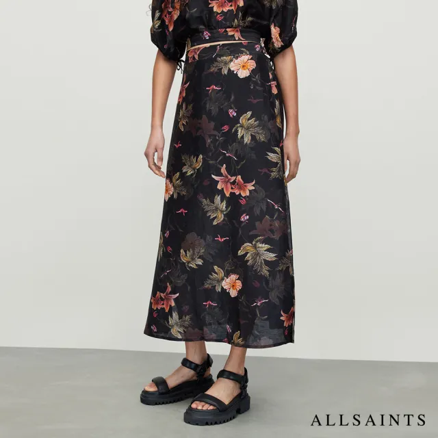 【ALLSAINTS】VIVIANA 真絲混紡花卉印花長裙 WS062Y(舒適版型)