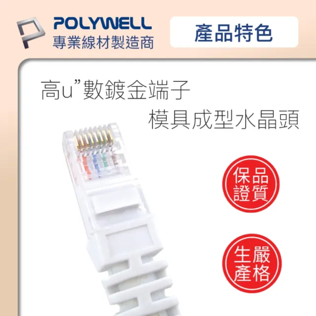 【POLYWELL】CAT6 極細高速網路線 /50公分