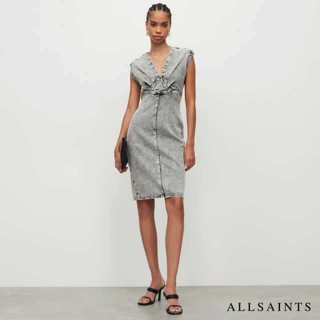 ALLSAINTSALLSAINTS SYLANA V領露背牛仔短洋裝 WD373Y(貼身版型)