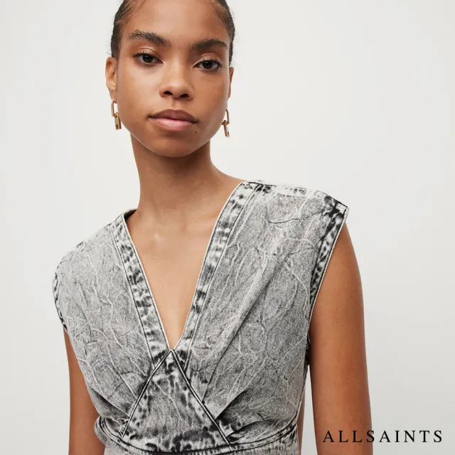 【ALLSAINTS】SYLANA V領露背牛仔短洋裝 WD373Y(貼身版型)