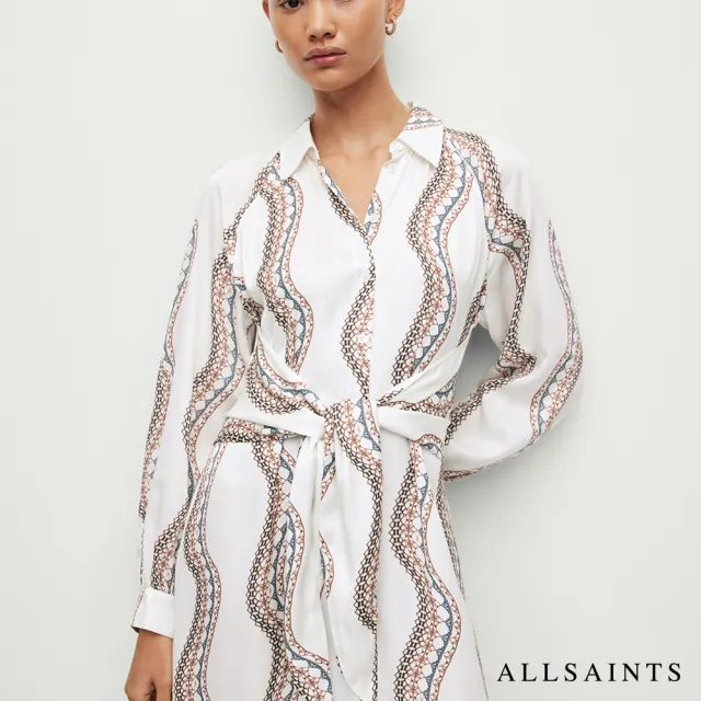 【ALLSAINTS】LETICIA 人造絲印花襯衫洋裝 WD437Y(常規版型)