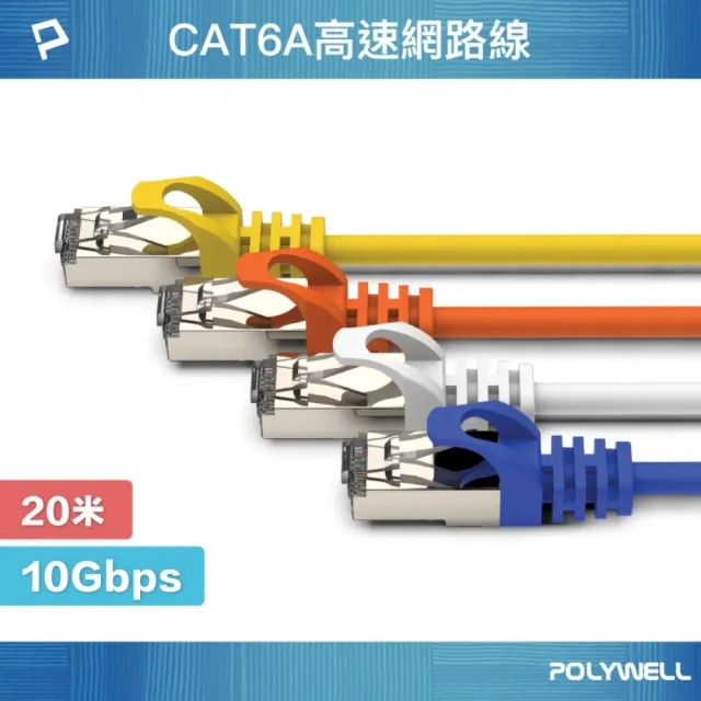 【POLYWELL】CAT6A 高速乙太網路線 S/FTP 10Gbps /20M