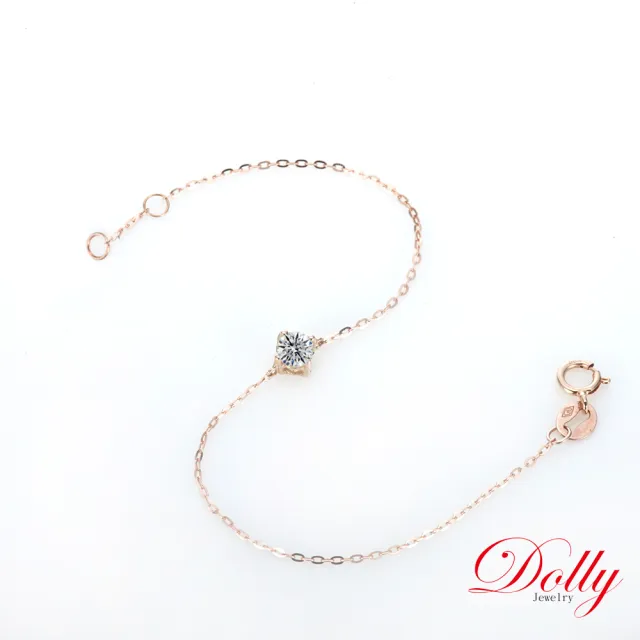 【DOLLY】0.50克拉 完美車工18K玫瑰金鑽石手鍊(003)