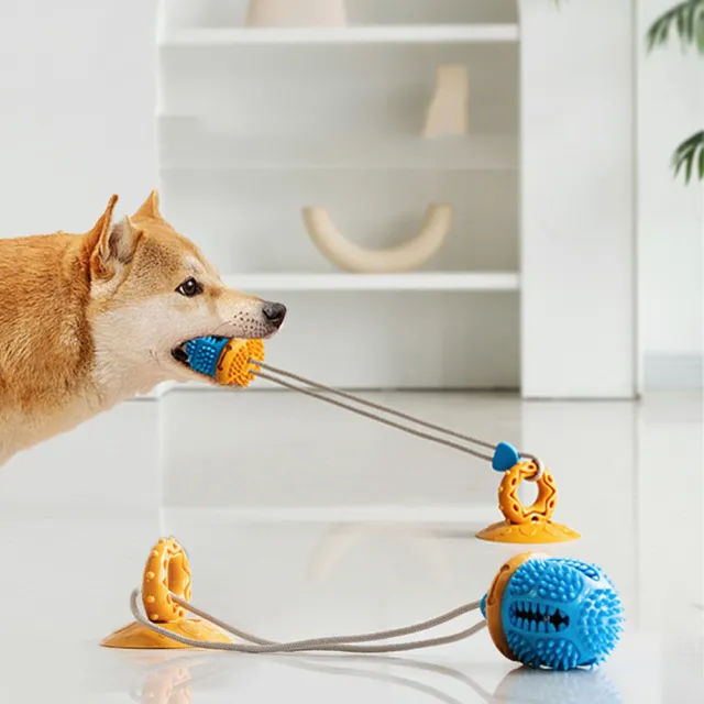 【寵物愛家】狗狗吸盤磨牙漏食耐咬中小型犬拔河益智藏食器玩具(狗狗玩具)