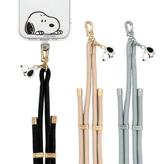 【SNOOPY 史努比】立體公仔手機夾片掛繩組(長掛繩)