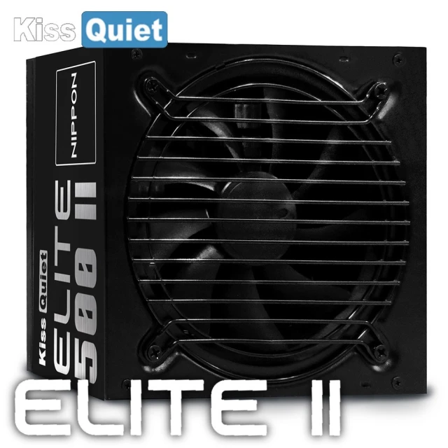 KISS QUIET Elite 500 II 日系電容 電源供應器(3年保1年換新/溫控風扇/6+2pin/過載保護)