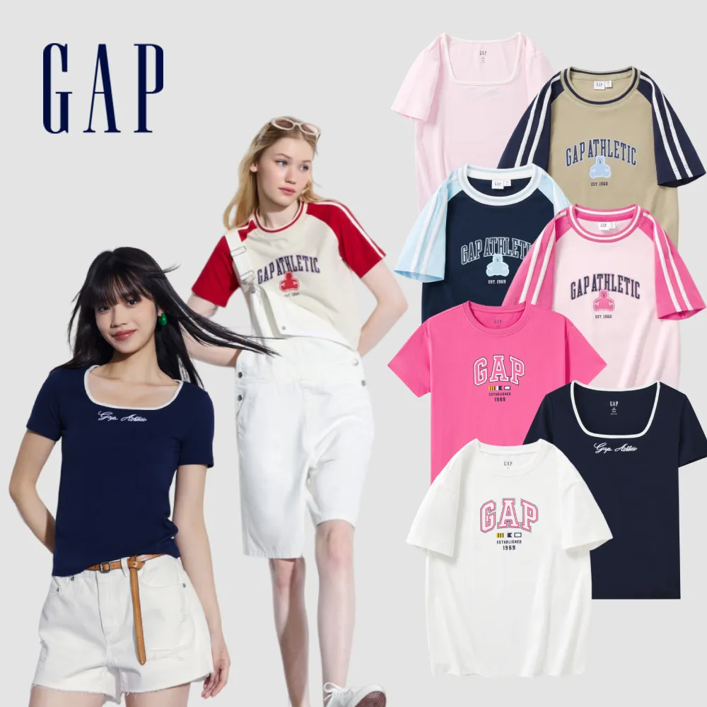 【GAP】女裝 Logo/小熊印花圓領短袖T恤 親膚系列-多款任選(465242&465249&465251)