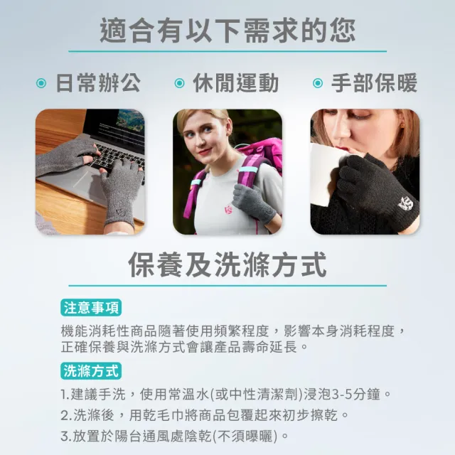 【Vital Salveo 紗比優】兩雙組半指手套 保暖手套 機能手套(機能材質/台灣製/保暖舒適)
