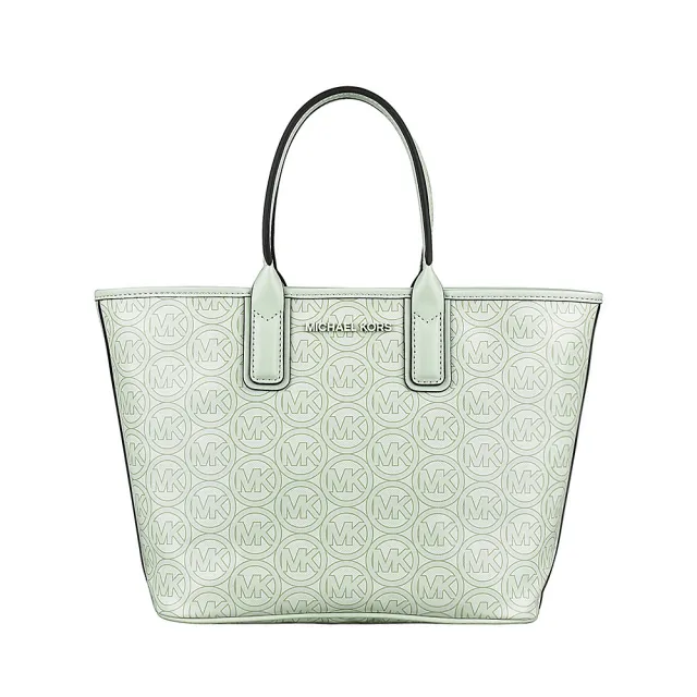 【Michael Kors】MK MICHAEL KORS JODIE LOGO圓標PVC手提托特包(小/迷霧薄荷綠)