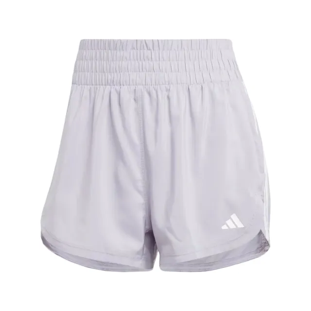 【adidas 愛迪達】Pacer WVN High 女 短褲 運動 訓練 健身 高腰 輕盈 吸濕排汗 淺灰紫(IX1064)