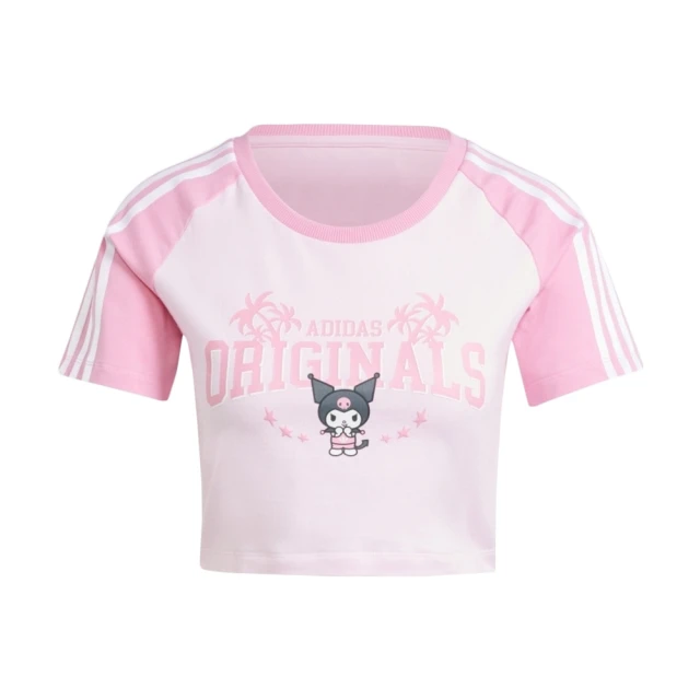 adidas 愛迪達 Crop Baby Tee K 女 短版 短袖 上衣 HELLO KITTY 酷洛米 粉(JH0570)