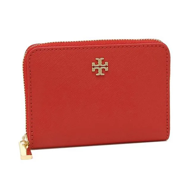 【TORY BURCH】素面皮革拉鍊零錢包