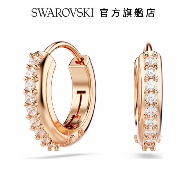 SWAROVSKI 施華洛世奇 Matrix 大圈耳環 圓形切割 白色 鍍玫瑰金色調(情人節禮物)