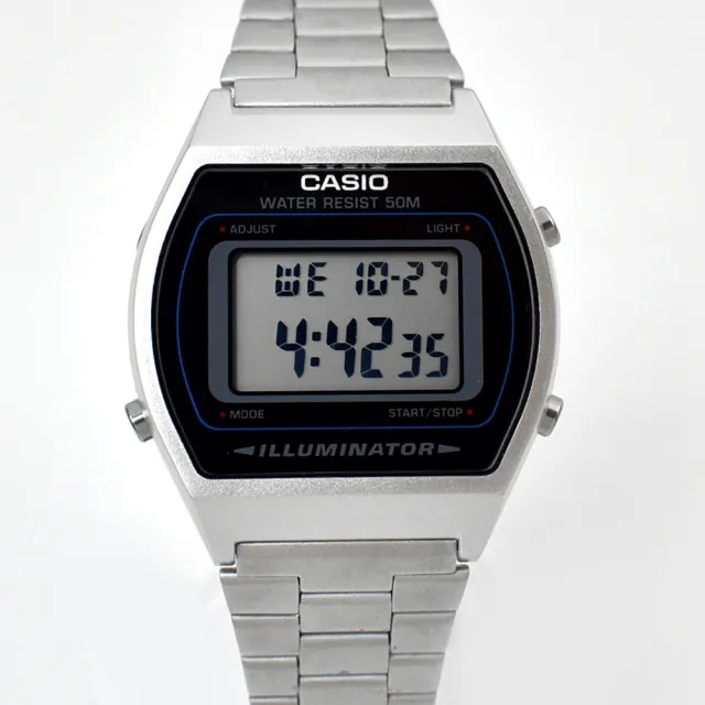 【CASIO 卡西歐】CASIO手錶 流線型銀色電子鋼錶(B640WD-1AVDF)