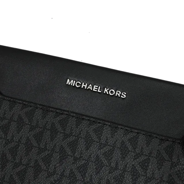 【Michael Kors】GRAHAM 經典滿版MK印花拼接手提包斜背包(黑灰)
