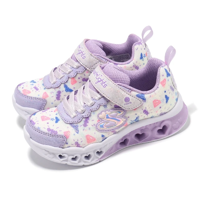 SKECHERS x DC 兒童燈鞋 S Light-Flutter Heart Lights 中童 紫 閃燈 發光(319509-LLVMT)