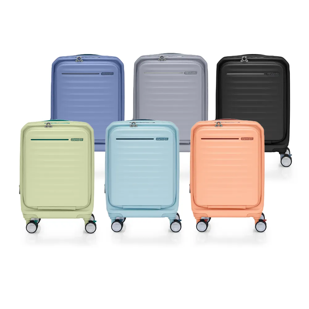 【AMERICAN TOURISTER 美國旅行者】19吋FRONTEC前開式可擴充抗菌PC防盜拉鍊避震煞車輪行李箱(多色可選)