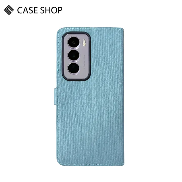 【CASE SHOP】OPPO Reno 12 Pro 前收納側掀皮套-藍(內襯卡片夾層 翻蓋站立)