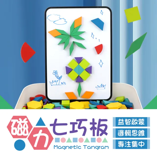 【御皇居】磁力七巧板-140片(早教玩具 超強磁力)