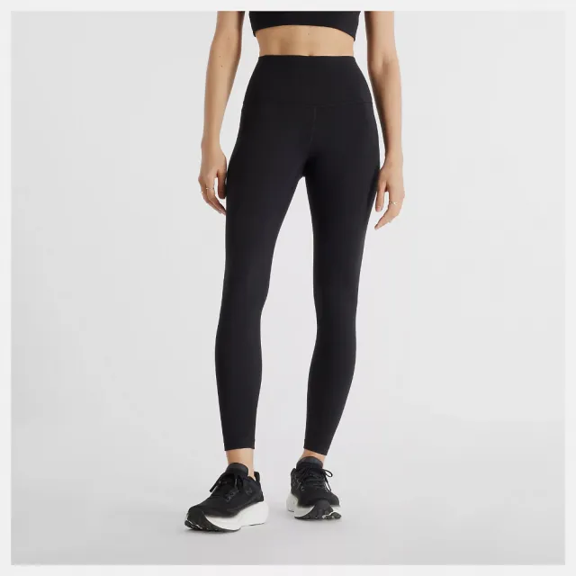 【NEW BALANCE】NB 長褲 女款 運動褲 螺紋緊身褲 瑜珈 亞規 黑 WP43556BK(L774)