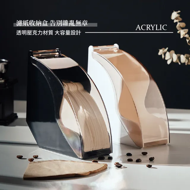 【黑色濾鏡】咖啡濾紙收納盒(大容量 防塵盒 透明 過濾紙 紙巾盒 濾紙架 餐廚用品 三明治紙袋盒 整理盒)