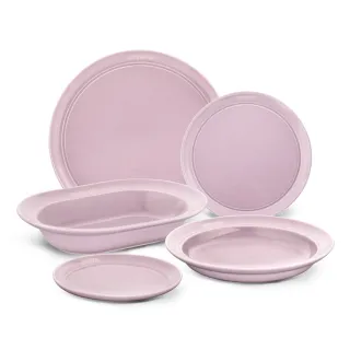 【法國Staub】日暮粉陶瓷餐盤平盤湯盤5件組(德國雙人牌集團官方直營)