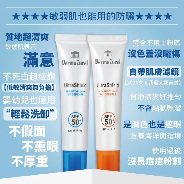 【Dermacurel 德美凱】嫩白清透防曬乳SPF50+ 40ml(物理性防曬)