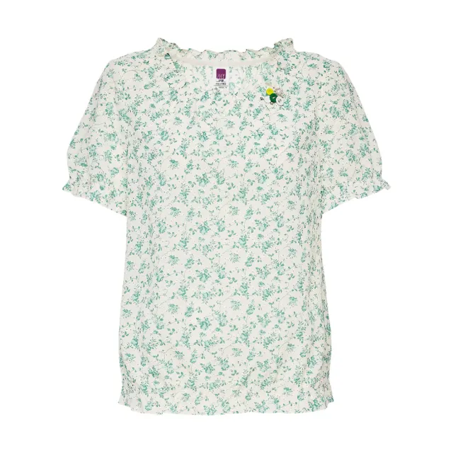 【ILEY 伊蕾】清新孔洞刺繡碎花上衣(白色；M-XL；1242441401)