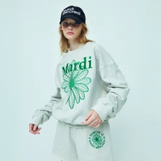 【MARDI MERCREDI】印花大學TEE 燕麥色 經典小雛菊 刺繡 綠花 純棉 SWEATSHIRT FLOWERMARDI NEEDLEWORK