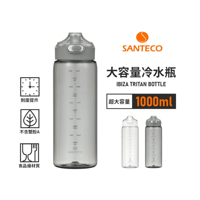 Santeco 官方直營 Ibiza Tritan大容量冷水瓶 1000ml 2色(Tritan大容量 1000ml)