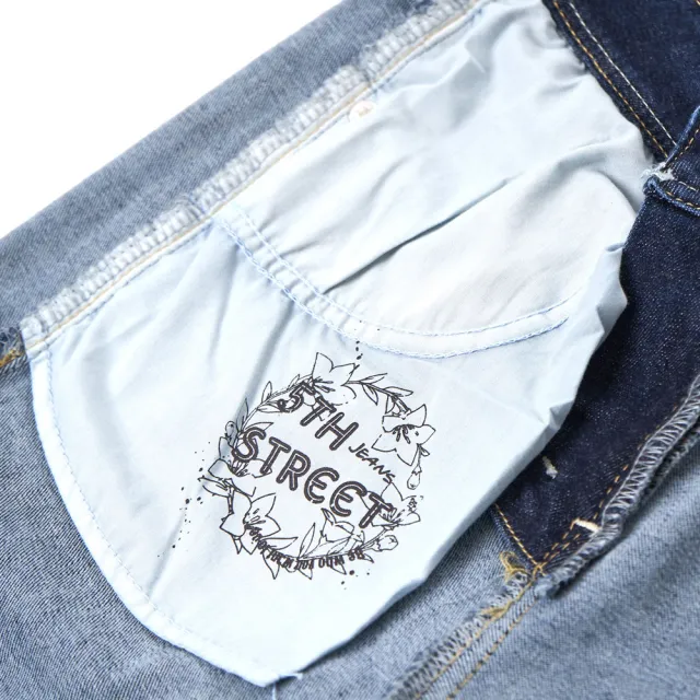 【5th STREET】雙11 女裝 牛仔褲 牛仔 中腰 深藍(947342)
