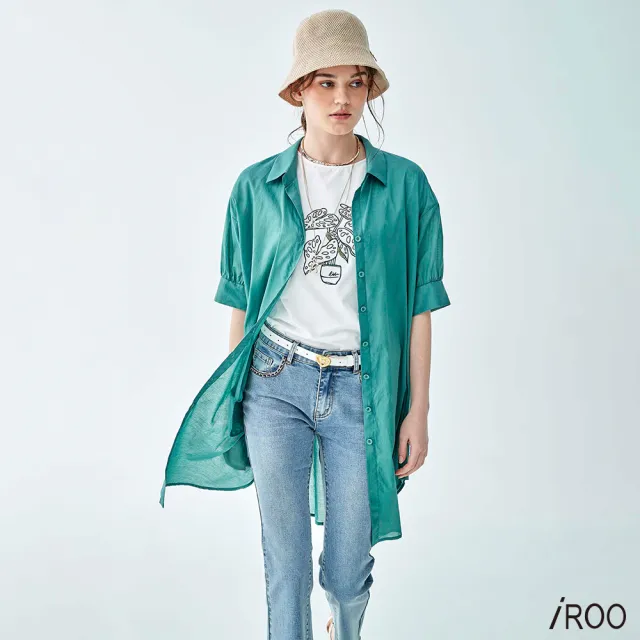 【iROO】長版襯衫式上衣