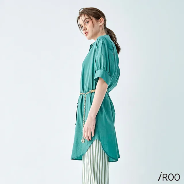 【iROO】長版襯衫式上衣